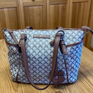 Dana Buchman Khaki Jacquard “Cherry Tote” Crossbody Satchel